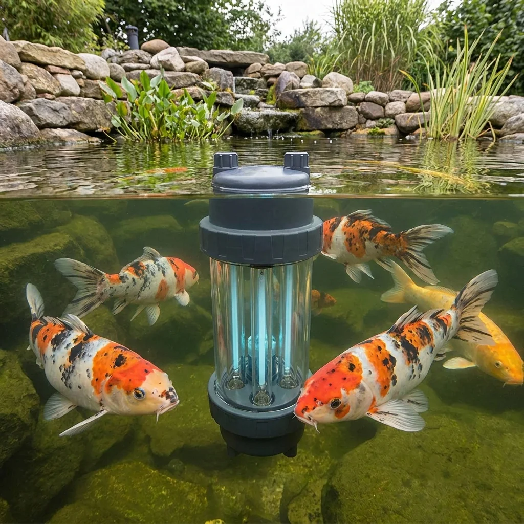 תרשים של פעולת מסנן UV בבריכת קוי