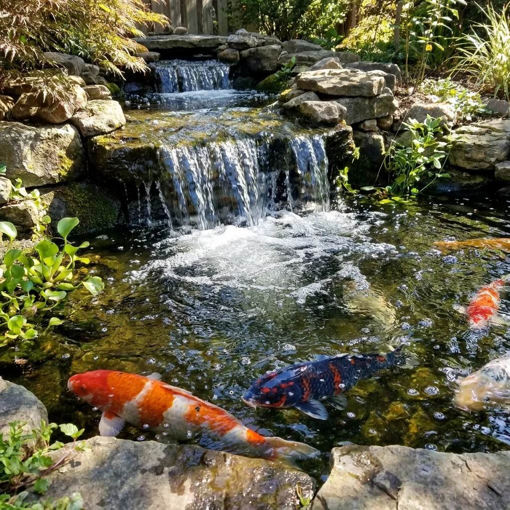 מפל מים המחדיר חמצן לבריכת קוי